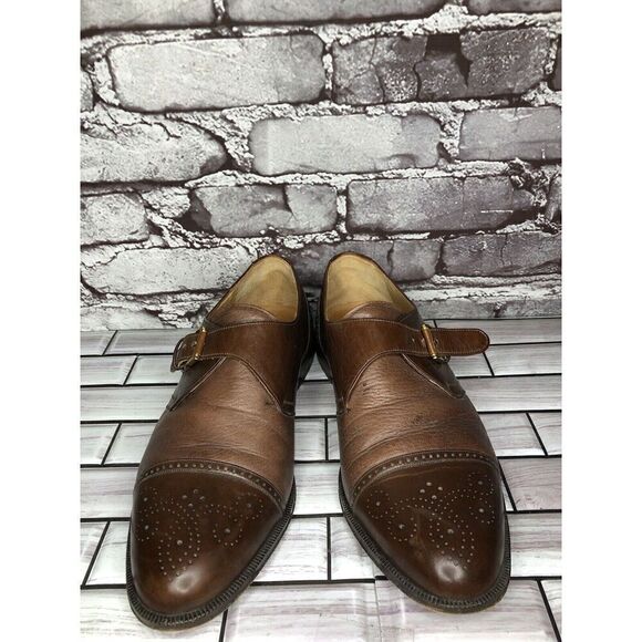 MEZLAN ATHENS Brown Leather Oxford Buckle Dress Monk Strap Shoes Men Sz 8.5M US main image 10